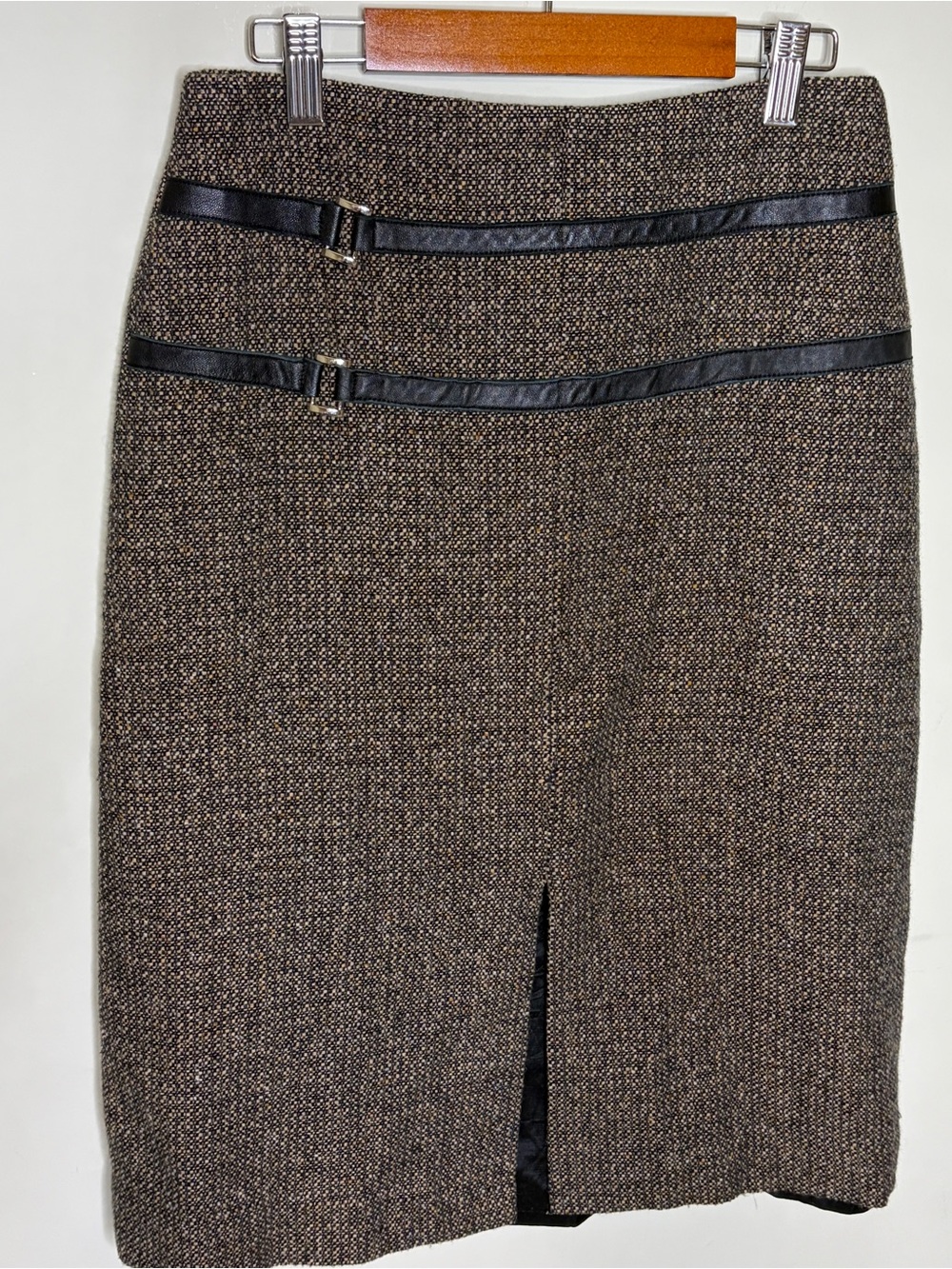 Vintage Brown Tweed Pencil Skirt Size 8